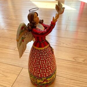 Jim Shore Red and Green Angel Figurine